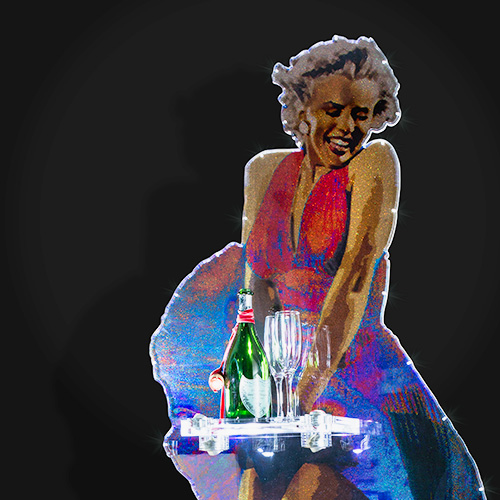 Marilyn serves drinks